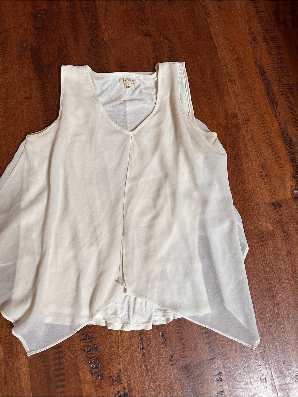 Lily White Cream Layered V-Neck Sleeveless Tank